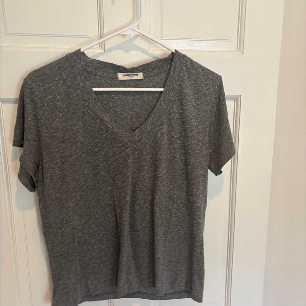Perfectwhitetee Suoer Soft V-Neck Tee - Gray